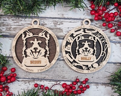 Personalized Wooden Border Collie Ears Up Ornament - image1